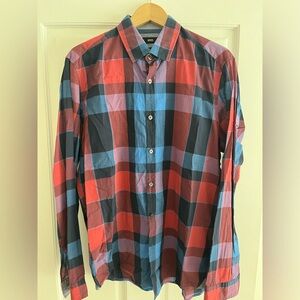 Men's Hugo Boss plaid shirt size L 100% cotton